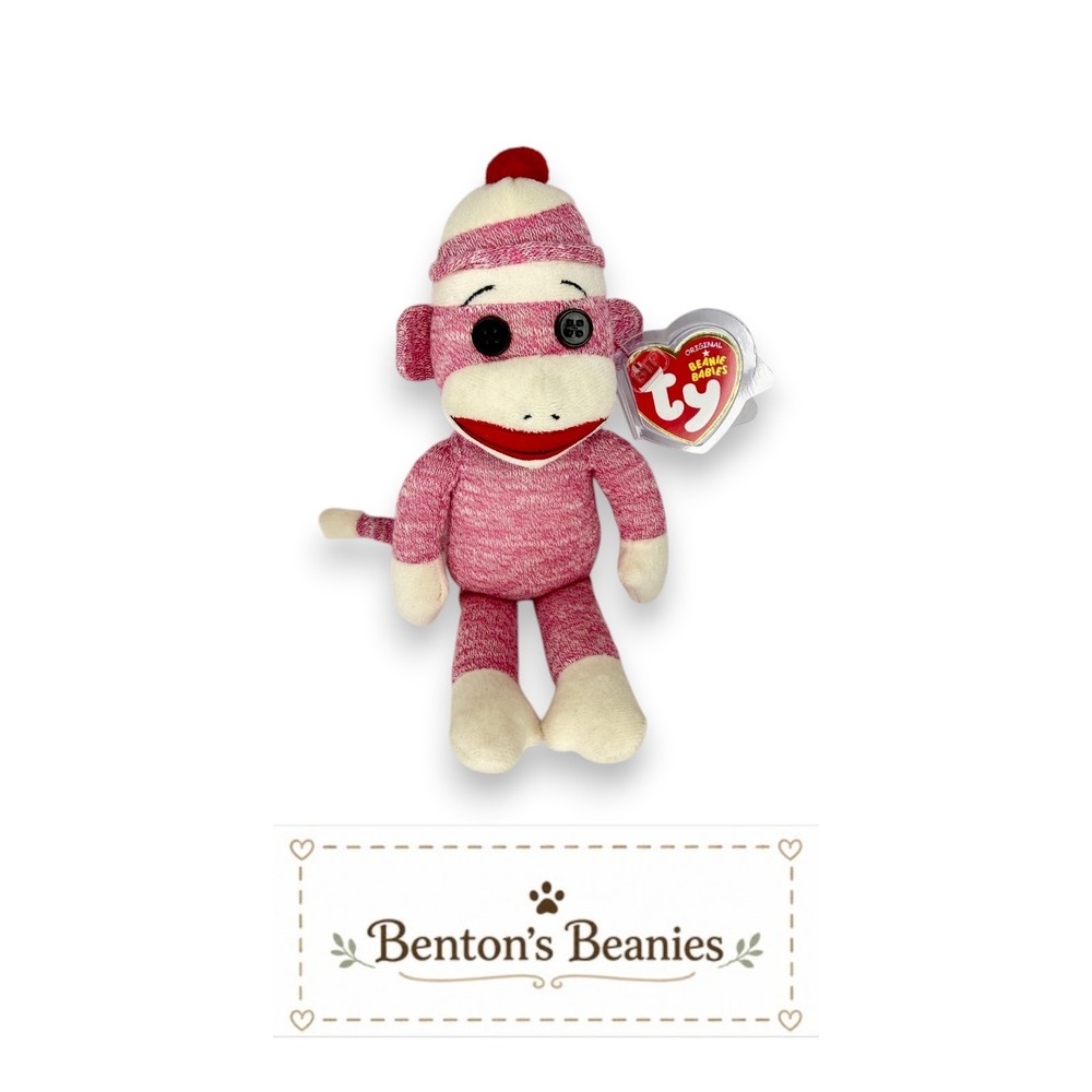 Socks the Sock Monkey Ty Beanie Baby | Classic Sock Pal 🧦 | Mint Heart Tag ⭐